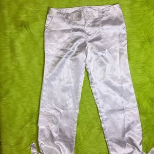 Satin White Cropped Pants Size Large